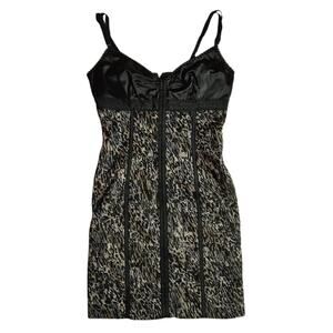 Y2k Bodycon Mini Dress Scoop Leopard Print Corset Bustier - Small